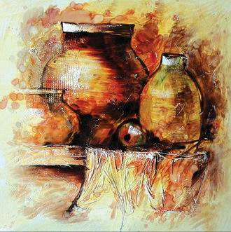 Textured Utensils oil painting